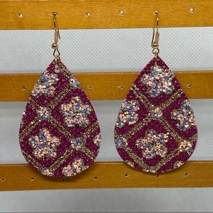 Sparkly Pink and Gold Light Weight Earrings